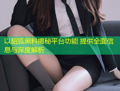 以貂狐黑料揭秘平台功能 提供全面信息与深度解析  第2张